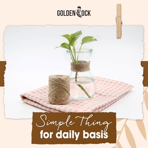 Golden Cock 2mm Natural Jute Twine Rope - 164FT Rustic Brown Craft String