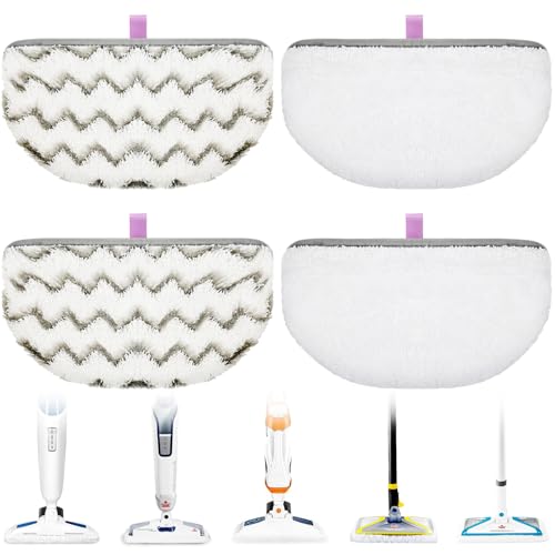 NXPPYY 4-Pack 1940/1806 Bissell Steam Mop Pads — 2 Soft Microfiber + 2 Scrubbing Pads, 19402/19404/19408/19409 Compatible
