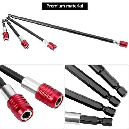 QWORK Drill Bit Extension Set - 4 Pcs Magnetic Drill Bit Extenders, 1/4" Hex Shank, Includes 2", 4", 6", 12" Lengths