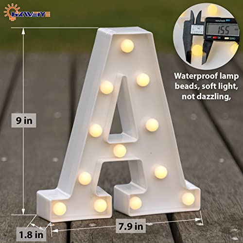 HXWEIYE Light Up Letters A, 8.58 Inch, Warm White-White, Battery Operated