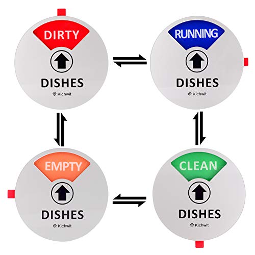 Kichwit Dishwasher Magnet Sign, 4-Inch, Silver – Clean/Dirty/Running/Empty (Variation: Silver)