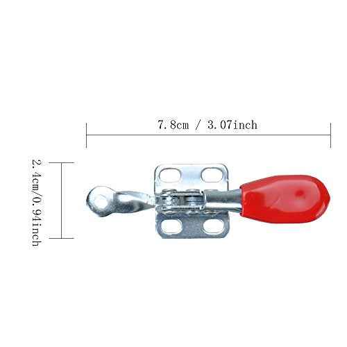 4PCS Toggle Clamp 201A Hand Tool 60 lbs / 27kg Holding Capacity Antislip Horizontal Quick Release Tool Silver&red