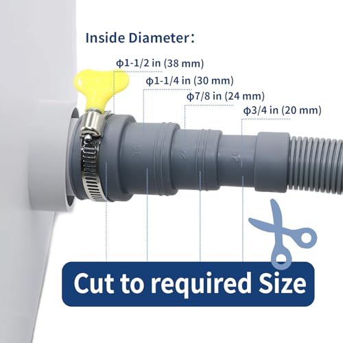 Anchira 3.2 ft Washing Machine Drain Hose Extension Kit with 4 Diameters, 1 m Corrugated Hose + 1 Adapter + 2 Clamps + U-Bend Holder