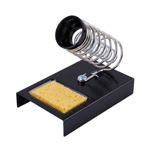 Noah 2-in-1 Soldering Iron Holder with Sponge, Soft sponge Tip Cleaner Kit, Heavy Metal Base, Black