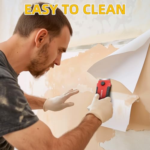 Red 1 Pack Razor Blade Scraper Kit with 15 Extra Blades for Glass & Surface Cleaning
