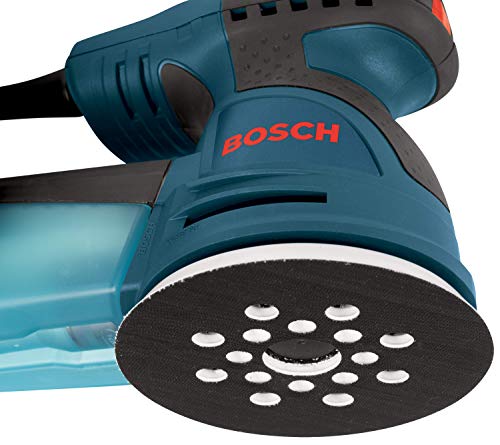 BOSCH ROS20VSC Palm Sander 2.5 Amp 5 Inch Corded Variable Speed Random Orbital Sander, Polisher Kit with Dust Collector and Soft Carrying Bag