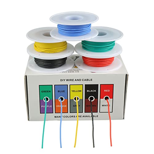 BOJACK 24 AWG Silicone Hook Up Wire Kit with Heat Shrink Tubing & Mini Stripper