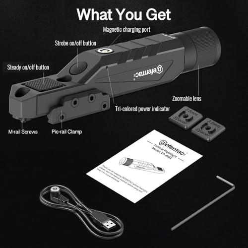 DEFENTAC White 1750 Lumens Zoomable Tactical Rifle Flashlight