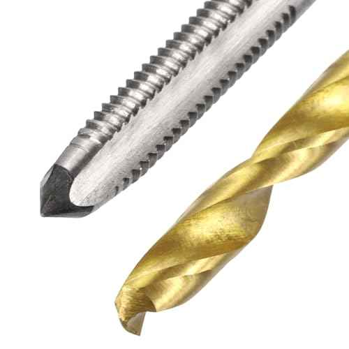 uxcell Metric Tap & Drill Bit Set, 2pcs M5 x 0.8 Straight Flute Thread Taps and 2pcs 4.2mm Twist Drill Bits Titanium Coated, HSS6542 Screw Tapping Threading Tools