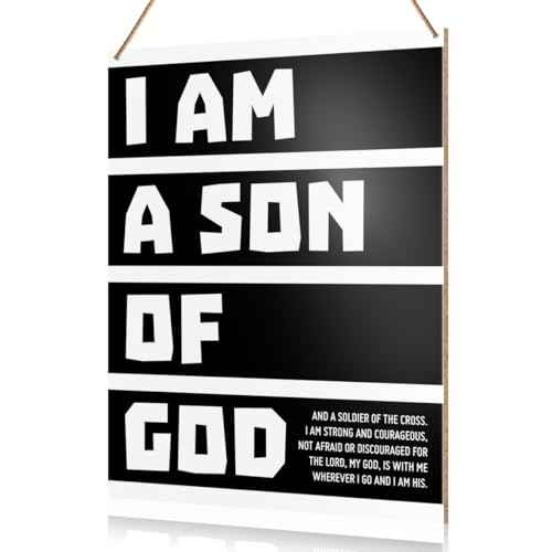 UDNADKEX Boy Room Wall Sign Hanging Decor, I Am a Son of God, Christian Nursery Boy Bedroom Teen Room Playroom Scripture Wooden Decor Nursery Bible Verse Decoration