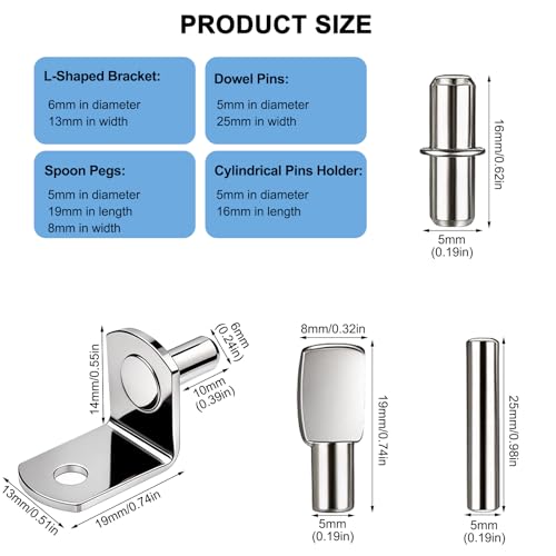 Viemior 104PCS Metal Shelf Pins & Supports for Kitchen Cabinets