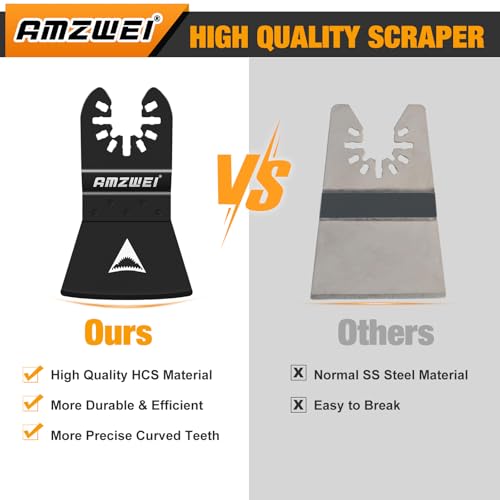 8PCS Oscillating Tool Scraper Blades,HCS Caulk Remover Tool Blades for Vinyl Flooring,Paint,Carpet,Tile Adhesives, Compatible with Dewalt Milwaukee Dremel, Ryobi, Rockwell