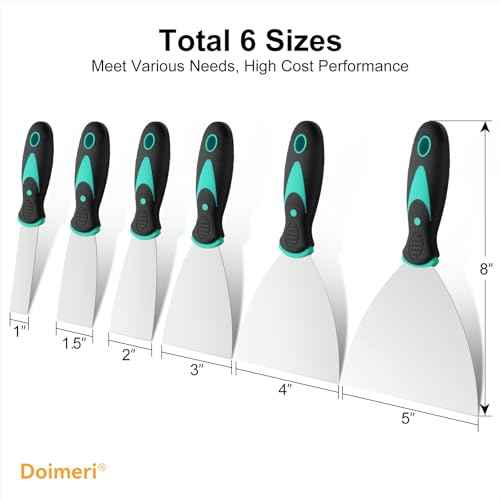 6 Pack Putty Knife, 1¡± 1.5¡± 2¡± 3¡± 4¡± 5¡± Spackle Knives, Premium Stainless Steel Paint Scraper, Perfect Tools for Repairing Drywall, Removing Wallpaper, Applying Mud or Plaster