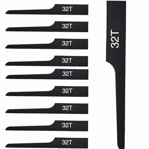 10Pcs Reciprocating Saw Blade, 32 Teeth Air Saw Hacksaw Pneumatic Saw Blade for 1.5-4mm Metal Sheet, Alloy Steel Saw Blades for Wood, Foam PVC Pipe Cutting