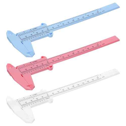 3 Pcs Plastic Vernier Caliper 6 Inch/150mm Dual Scale Measuring Tool Inch & Metric for Office House Workspace White Blue Pink