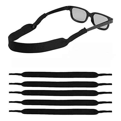 Men/Women Sunglass Straps, Safety Eyewear Retainer, Neoprene-Ideal for Sports&Outdoor, Fit Most Glasses,5pack(Black)
