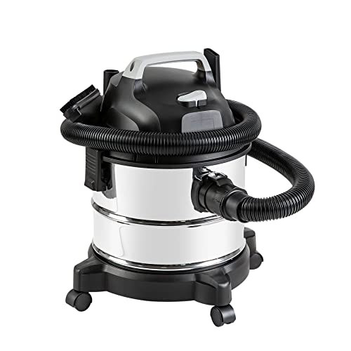 Amazon Basics 4 Gallon Wet Dry Shop Vacuum Cleaner, 3 HP Stainless Steel, Grey/Black