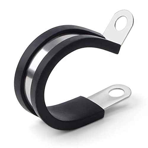 12 Pack 2 Inch Stainless Steel Cable Clamps, Metal Pipe Clamps Wire Clamps Conduit clamps for Tube, Pipe or Wire Loom Installation, Rubber Cussioned