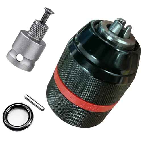 Keyless Hand Drill Chuck,3-Jaw Drill Chuck,Self -Tightening Multipurpose 1/2"- 20UNF Mount 1.5-13mm Drill Press Adapter for Hand Drill Impact Driver Power Drill,1/4" Hex Shank