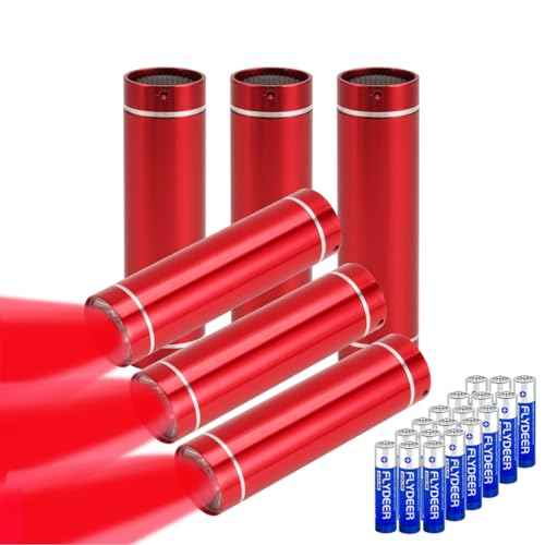 KunHe 6 Pack Red Light Mini LED Flashlight Small Flashlights Flash Light for Astronomy Aviation Night Observation and Animal Observation Observation