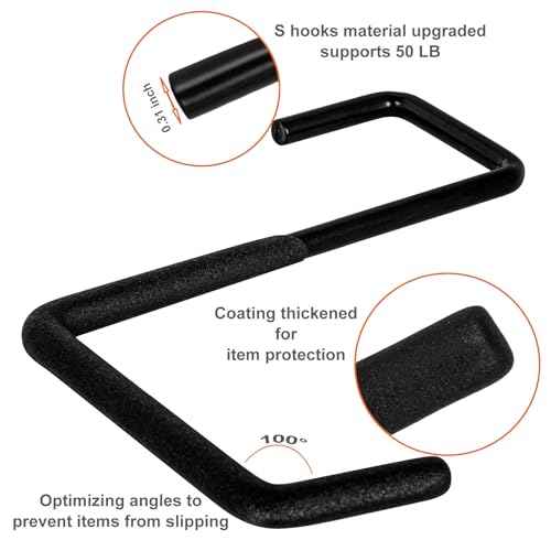Rafter Hanger Hook 2 Pcs, Large S Hooks, Upgraded Fence Hangers, Ladder and Bike Hanging Hooks for Storage, Heavy Duty Garage Utility Rafter Hook for Hanging Hose, Plants, Chairs and More