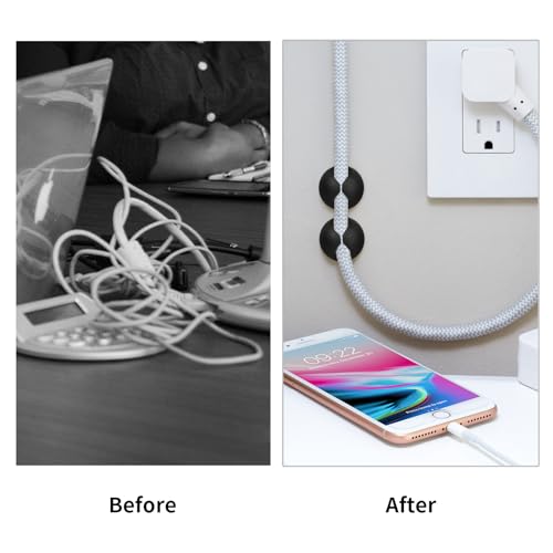 Black Adhesive Cable Clips 12 Pack - Wire Organizer for Desk & Home