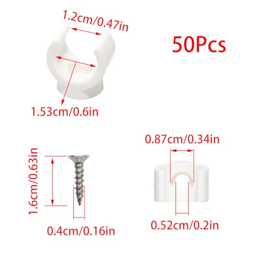 50Pcs 1/2 Inch PEX Pipe Clamps Clips, PEX Clips, Water Pipe Hangers Clamps, White Plastic U Pipe Clamps for Secure Pipe Installations
