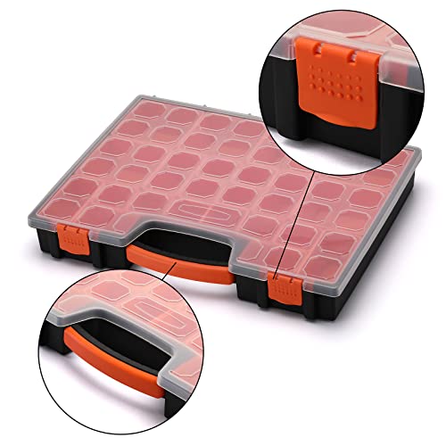 AIRTOON 2PCS Multi-Purpose Toolbox, Professional Organizer with 22 Bin Compartments, Box Organizer for Hardware, Screws, Bolts, Nuts, Nails, Tools, Arts