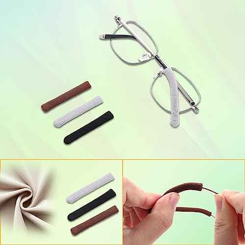 Anti-Slip Elastic Comfort Eyeglasses Temple Tips Sleeve, Soft and Well-Fitting Glasses Ear Cushion, Microstructured Fabric Glasses Ear Grip, Knitting Eyeglass Arm Cushion - Black 3 Pairs