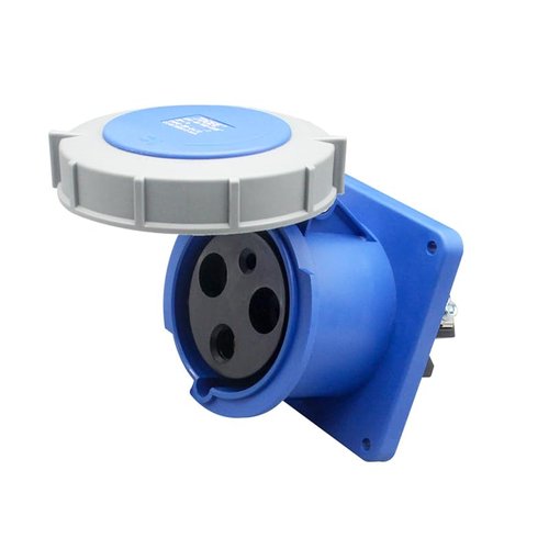 IEC 60309 Waterproof Industrial Connector Socket 3Pin 63A 200V-250V 2P+E 6H IP67 Waterproof Female Connector Power Connecting Industrial Surface Mounted Socket for Aviation and Industry
