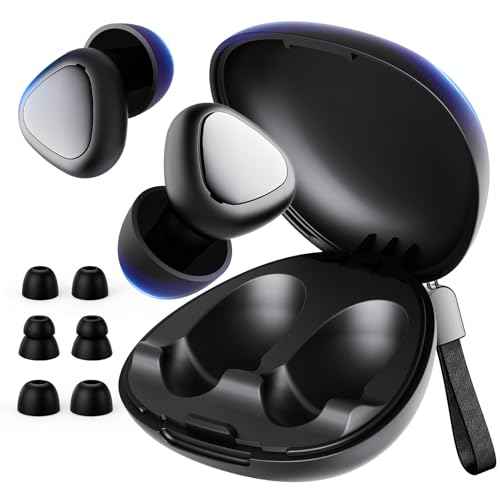 Ear Plugs for Sleeping Noise Cancelling, 45dB Reusable Silicone Earplugs with 6 Eartips and Carry Case, Ear Plugs for Concert & Hearing Protection, Sleep, Travel, Focus & Noise Reduction, Black