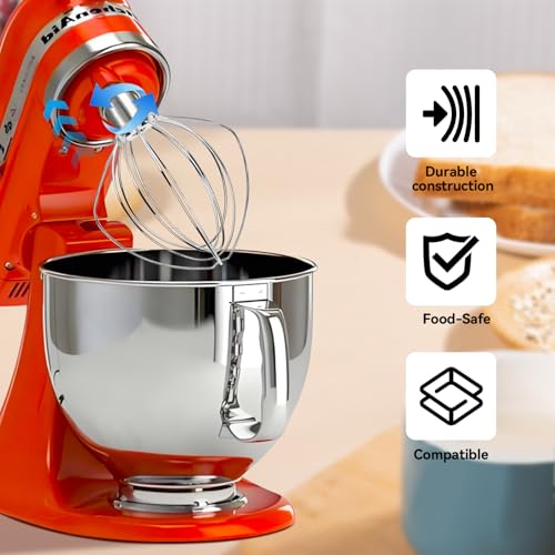 Cowbright K45WW 6-Wire Whip Attachment for KitchenAid Tilt-Head Stand Mixers – Aluminum, Hand Wash