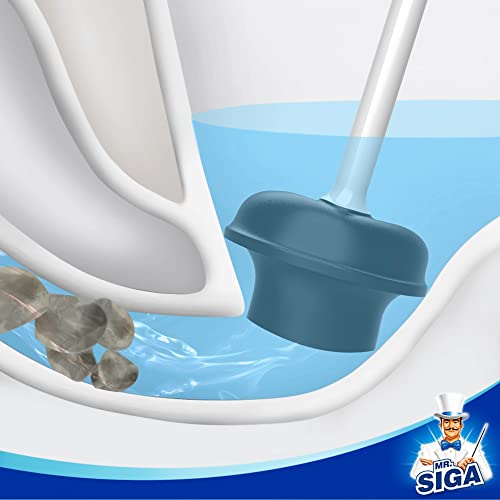 MR.SIGA White Heavy Duty Toilet Plunger with Holder - Space-Saving Bathroom Tool