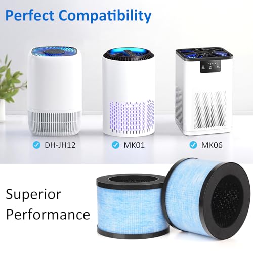 MK06 MK01 True HEPA Replacement Filter 3 Pack Compatible with AROEVE MK01 MK06A MK06A VOOPNU DH-JH12 DH-JH01 Tolife TZ-K1 FreAire KN6391