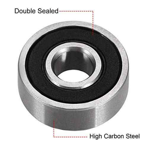 uxcell 606-2RS Deep Groove Ball Bearing Double Sealed 180016 6mm x 17mm x 6mm High Carbon Steel Z1 Bearings Pack of 10