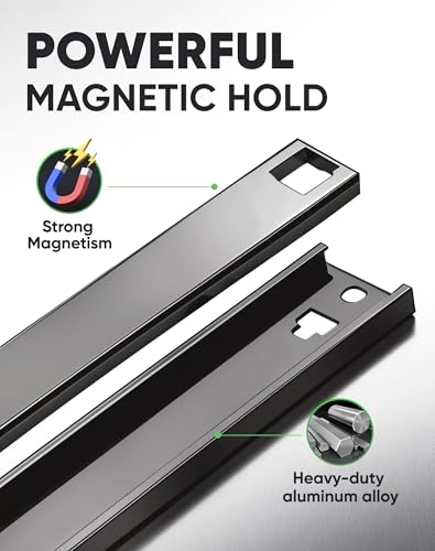 ALOANES Magnetic Socket Organizer Rail 14 Clips 3/8" Drive Black, 1PC