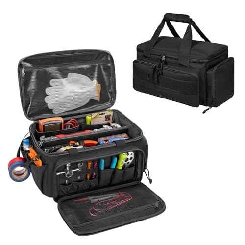 Tool Bag with Anti-friction Bottom, Hand Tool Tote Storage Organizer for Men, Tactical Range Bag, Electricians Tool Organizer Storage for Repairman, Carpenters, Handyman