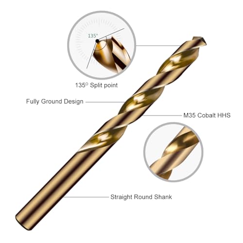Narwhal 1/8 Inch Cobalt Drill Bits (13 Pack) for Metal & Stainless Steel