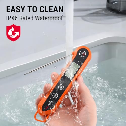 TempPro TempSwift 1 Second Digital Meat Thermometer Orange - Waterproof & Fast Reading