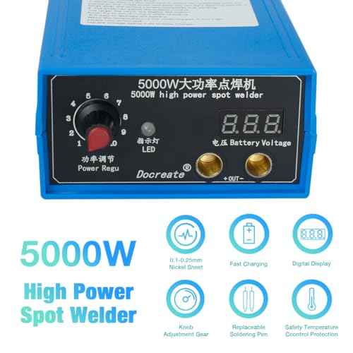 5000W Battery Spot Welder, Portable Adjustable Spot Welding Machine for 18650 Lithium Batteries, Welding Nickel Sheets 0.1-0.25mm