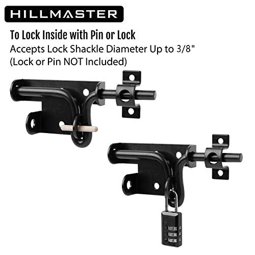 1 Pack Heavy Duty Black Slide Bolt Gate Latch for Wooden Fence Door Lock with Padlock Hole