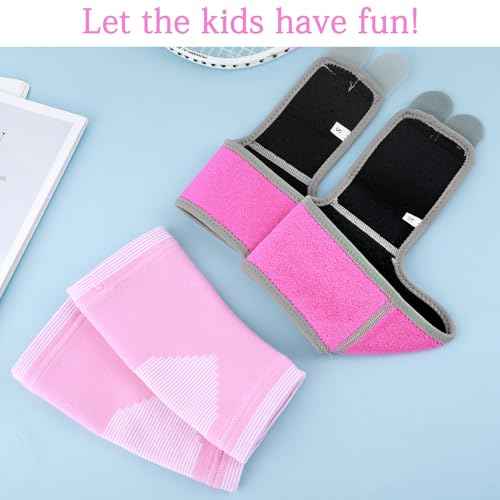 Prasacco 2 Pairs Kids Ankle Brace Set, Knitted Ankle Sleeve Sock Support Pink Ankle Support Elastic Kids Compression Socks Ankle Sleeve Breathable Compression Sleeves for Jogging Running Fitness