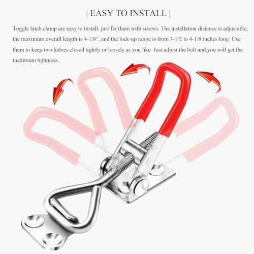 6 Pack Adjustable Toggle Latch Clamp 4001, Silver, 330Lbs Holding Capacity Pull for Lid Jig