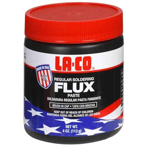 LA-CO 22194 -Water Soluble, All Weather Copper Flux Paste for Soldering, Brush in Cap, Developed for Plumbing, 4 oz, Made in USA