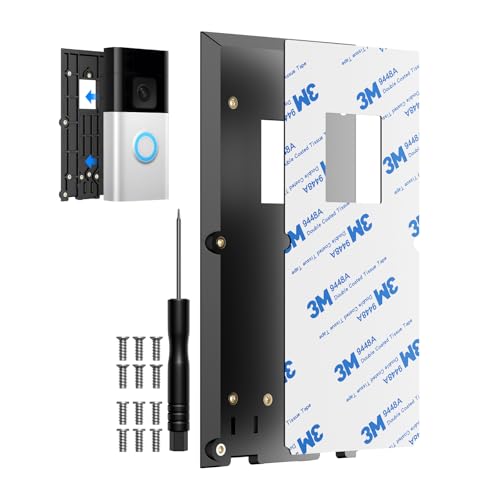 Baaletc No-Drill Ring Doorbell Mount - Adhesive Door Bracket Compatible with Video Doorbell 1/2/3/3 Plus/4/ (2020 Release) Wireless, Mounting Plate Holder Accessories for Houses & Apartments