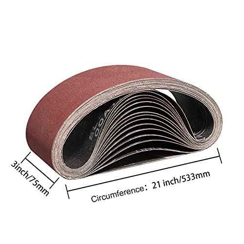 3 x 21 Inch Sanding Belts 180 Grits - 12 Pack Sanding Belt Aluminum Oxide Belt Sander Belts,Best for Sanding Wood,Metal and Paint