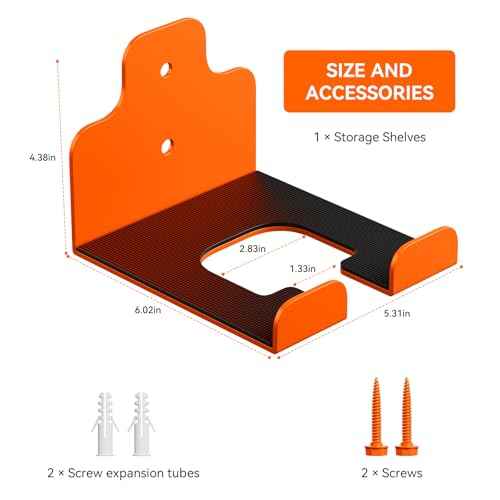 Garage Organizer Trimmer Rack, Garden Power Tool Hanger Weed Whackers Holder Wall Mounted for Grass Trimmer, Hedge Trimmer, Garage Trimmer, Garden Tools,2 Pack(Orange)