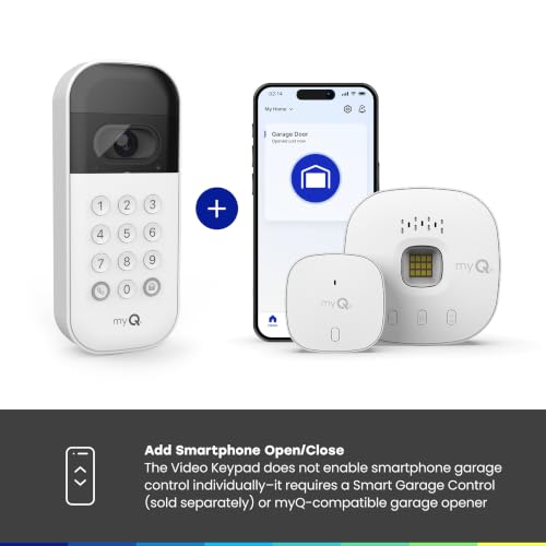 Chamberlain myQ Smart Garage Video Keypad with Wide-Angle Camera & Custom PIN, Smartphone Control