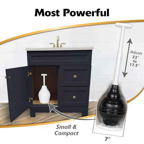 Korky BeehiveMAX Hideaway - Heavy Duty Toilet Plunger with Holder - Drip Free Carry - Seals All Bowl Shapes ? Powerful Clog Removal, 97-5