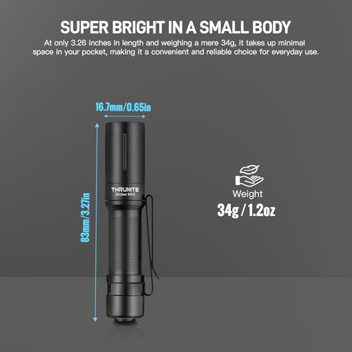 ThruNite Archer Mini USB-C Pocket EDC Flashlight - 405 Lumens, Waterproof, Black (Variation: Cool White)